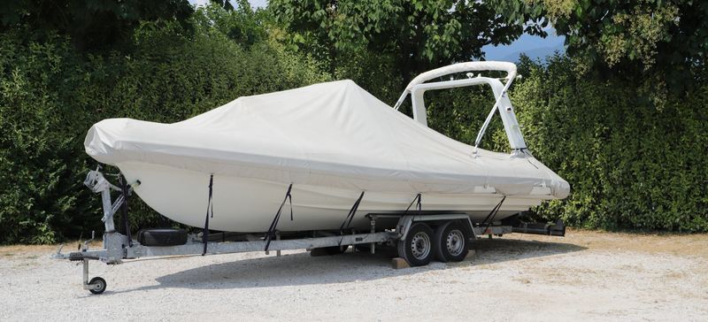 a trailer with a boat