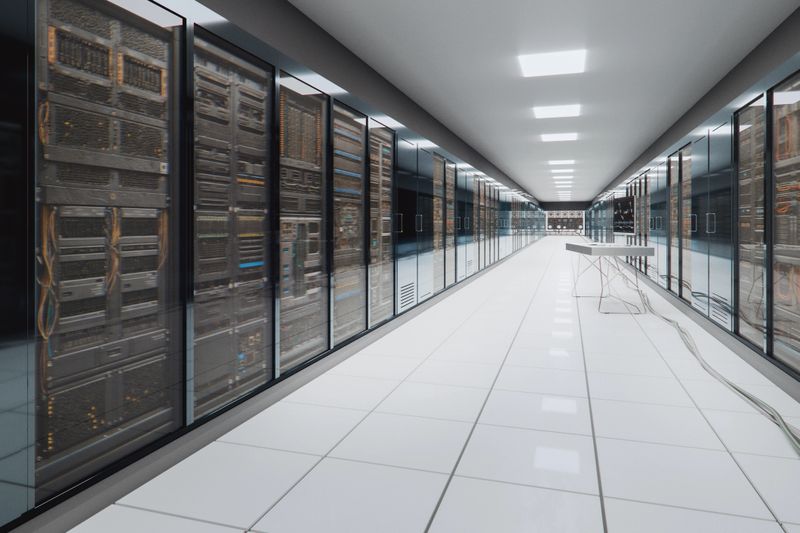 Server room. 3D generated image.