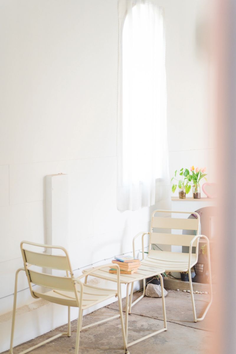 Inside the dining room. Coffee shop, chair set, photo corner, modern renovation, interior decoration