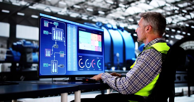 Engineer Operators Using Scada System At Industrial Plant