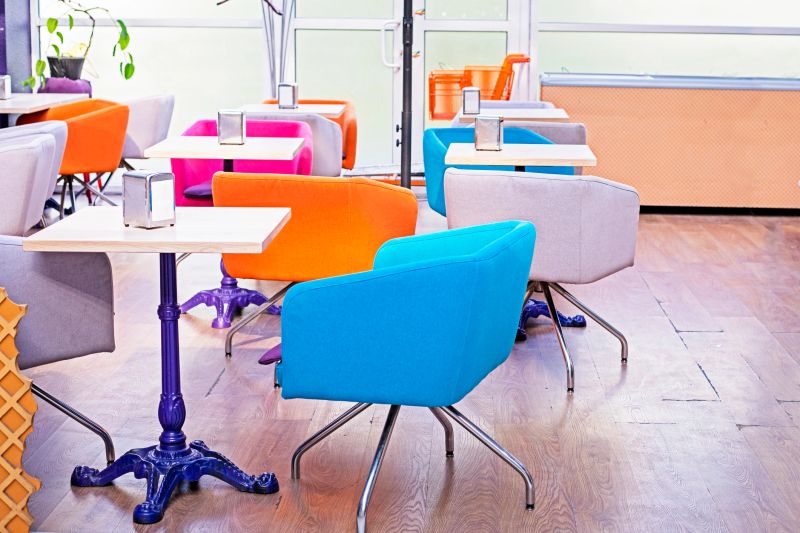 stylish light interior of a cafe in a supermarket. Trends and fashion in interior