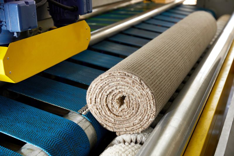 Process of working on automatic machine for dirty carpet washing and dry cleaning