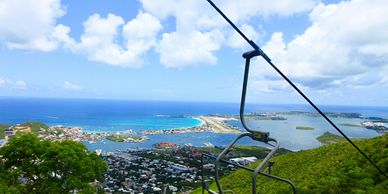 Chair lift on St. Martin/ St. Maarten overlooking town