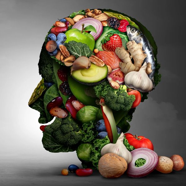 Image of food in the shape of a head.