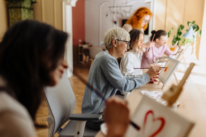 Colleagues having team building activity in office. Workshop for employee