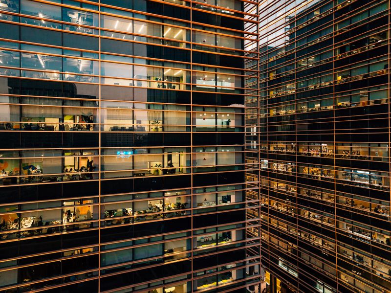 Business District at Dusk,