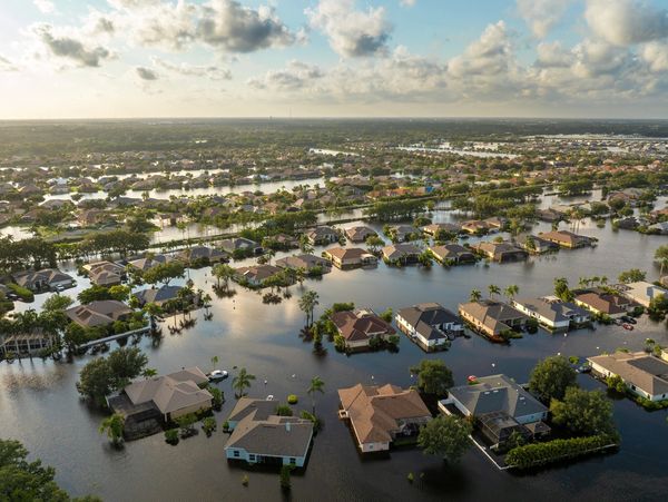 Houses flooded after a hurricane 
