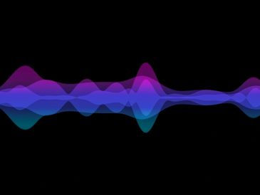 Purple, blue, and pink wavelengths on a black background