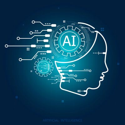 AI Advantage Co uses ai agents, ai solutions, crm platform, business automation. Digital human head with AI gears and circuits symbolizing artificial intelligence.