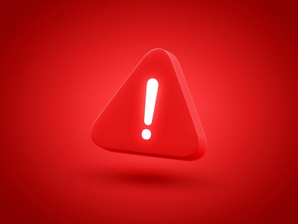 Red triangular warning icon with exclamation mark.