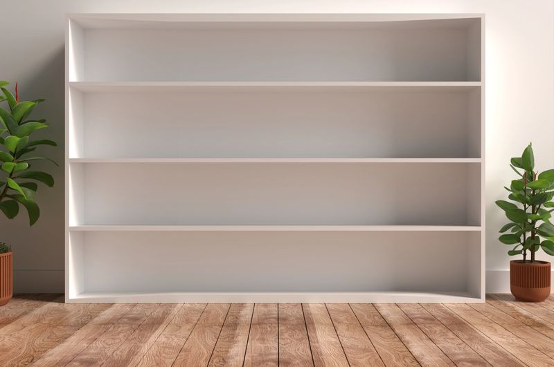 A four-layer empty shelf offers a versatile and customizable storage solution for various items and spaces.