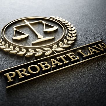 A sign saying Probate Law with the scales of justice.