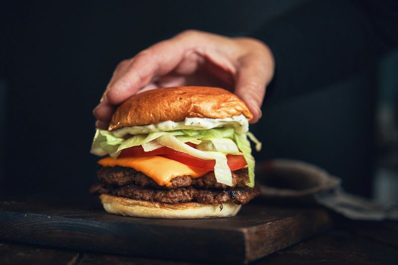 Double Smash Burger with Tomato Lettuce and Cheese
