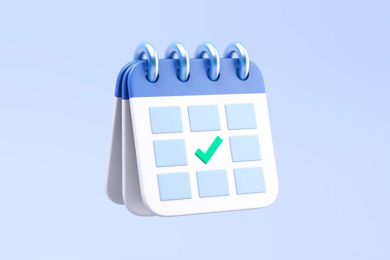 Cartoon paper calender with rings and marked date. 3d illustration