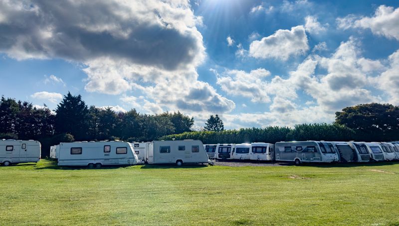Rows of caravans being stored for the winter season