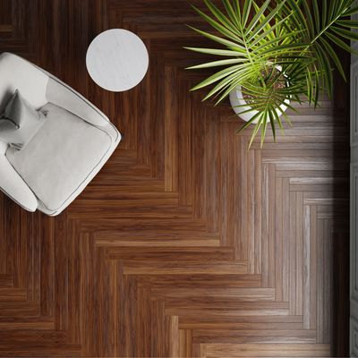 new wood floor with chevron pattern