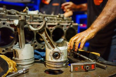 Engine being overhauled