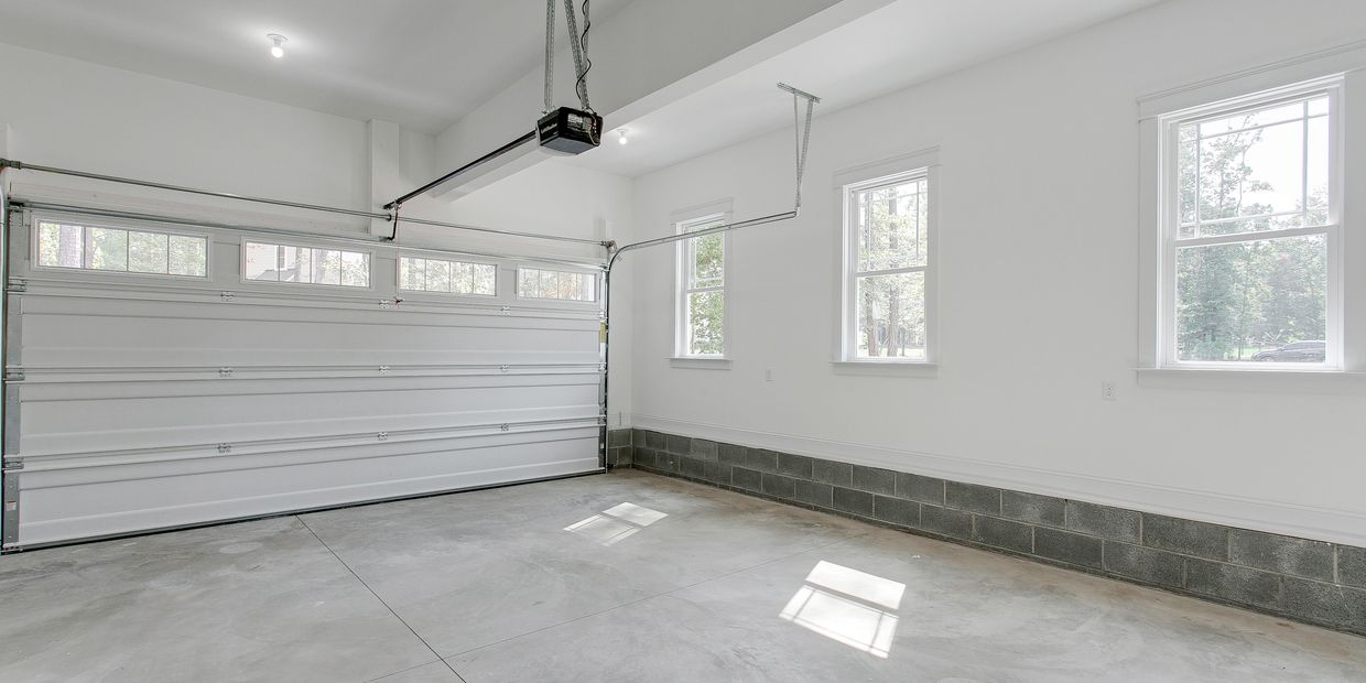 Interior of enclosed garage