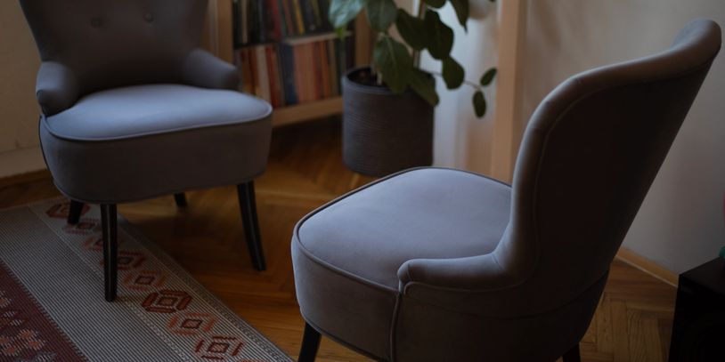 Counselling room in Aberdeen. Two chairs for therapist and client.