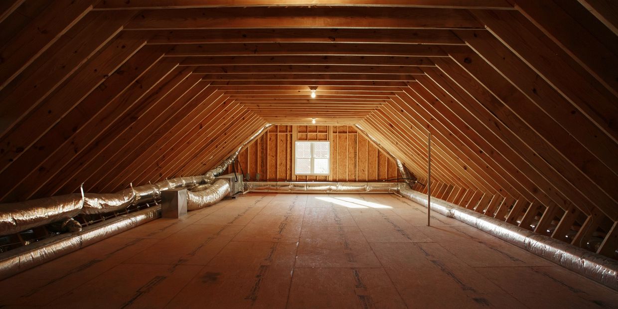 The attic of a house being inspected in Niles.