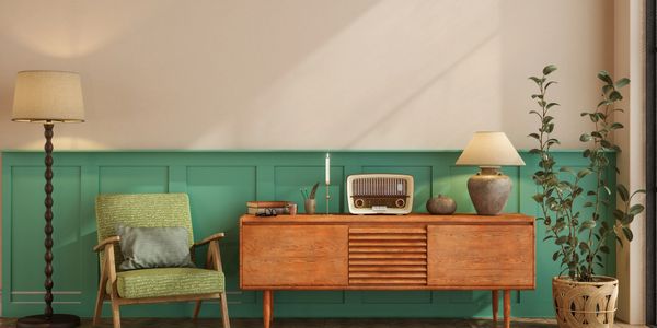 A cozy vintage kitchen display.