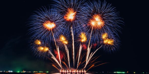 Family enjoying fireworks in celebration.