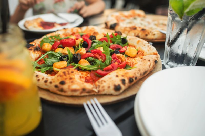 Delicious pizza on a table in a restaurant