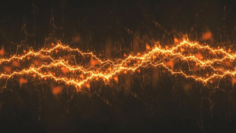 Fiery fractal lightning background, electrical abstract