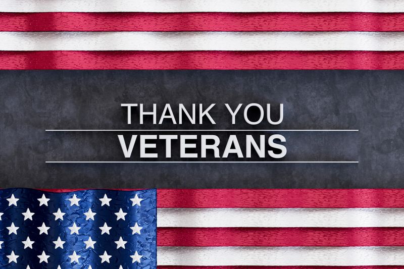 Veterans day, Thank You Veterans Message with American Flag. Digitally Generated Image 3D Render.