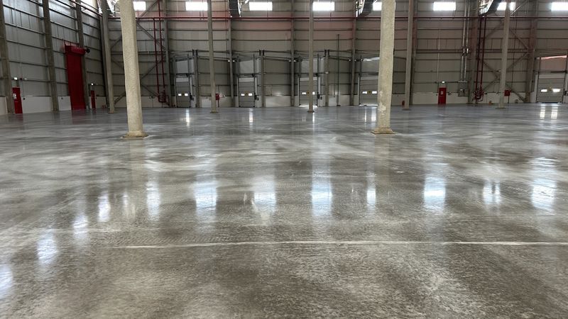 Industrial building or modern factory for manufacturing production plant or large warehouse, Polished concrete floor clean condition and space for industry product display or industry background.