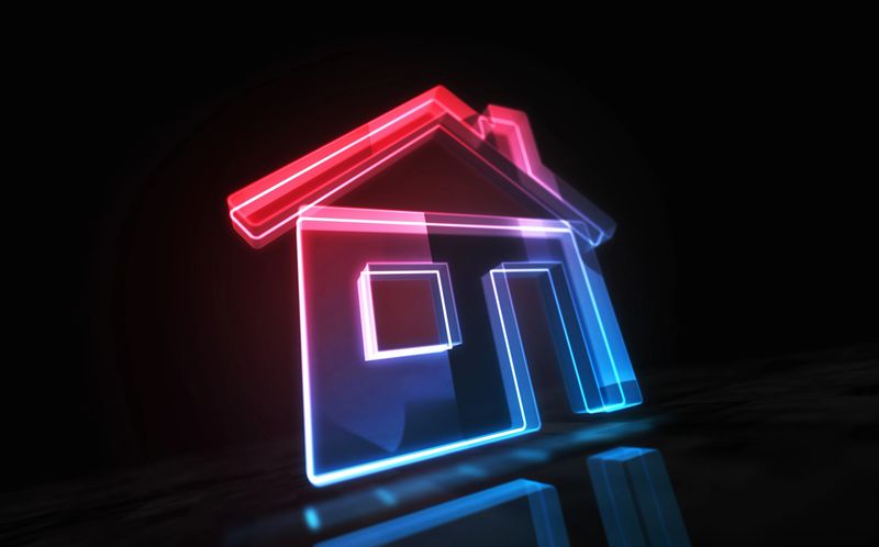 Home IOT smart house ai symbol digital abstract concept holographic glass. Cyber technology and computer background 3d object 3d illustration.