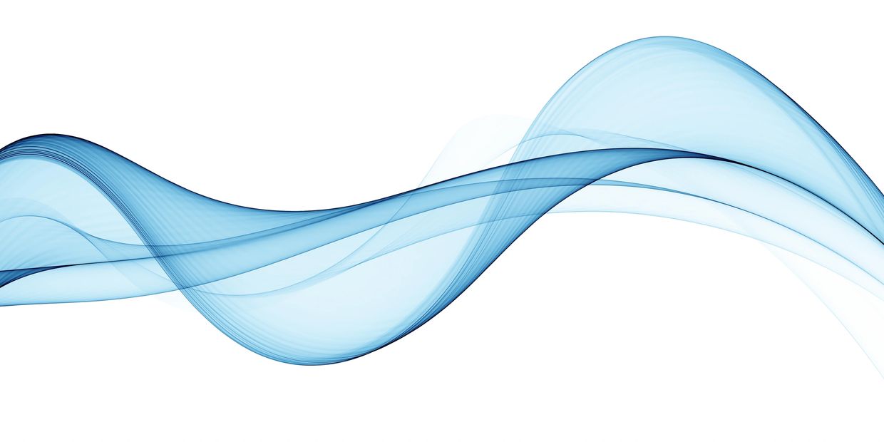 Elegant blue waves flow gracefully on a white background.
