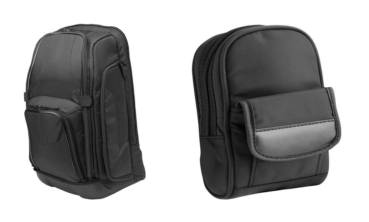 Black gaming backpacks for gaming accessories.