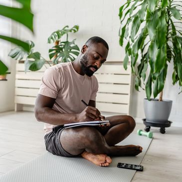 Man sitting on the floor Indian style