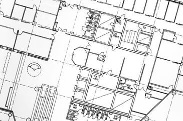 Residential construction plans in black and white