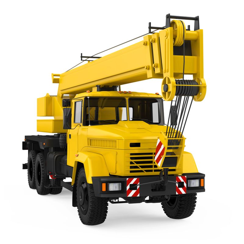Crane Truck isolated on white background. 3D render