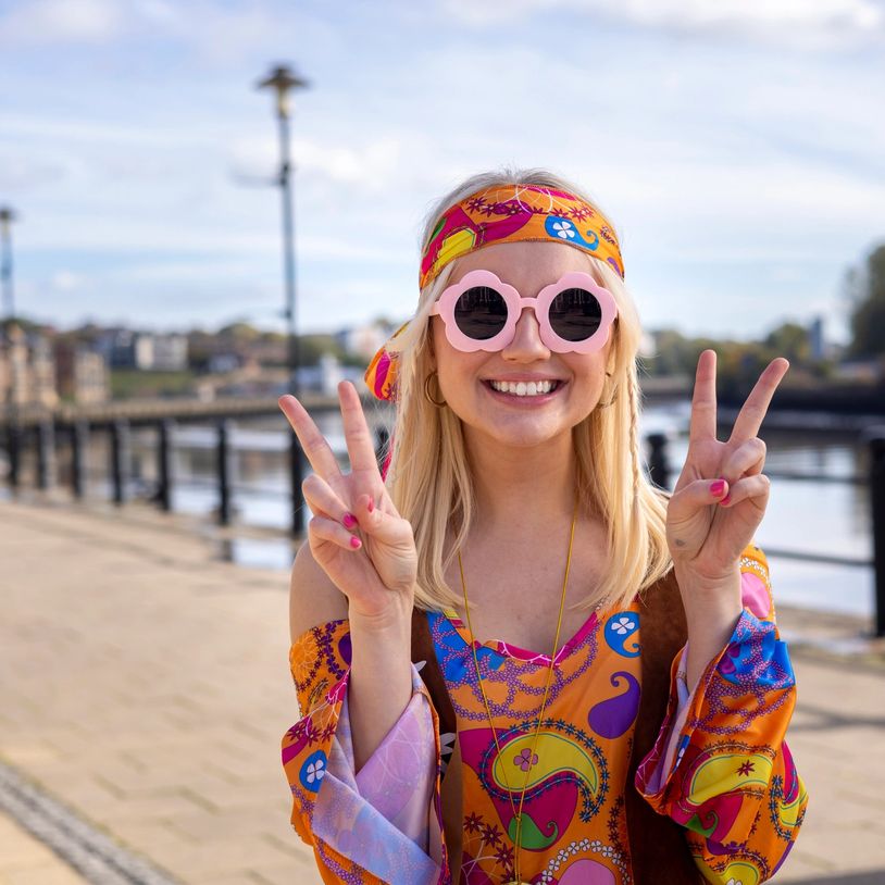 halloween hippie woman smiling