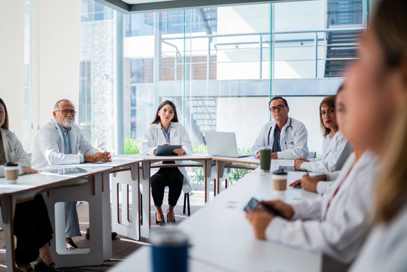 Doctors talking during medical convention