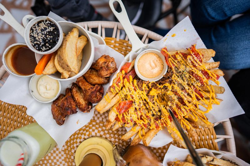 Close-up of fast food at restaurant