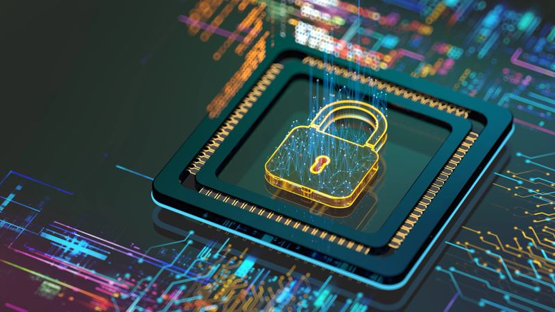 Digital background depicting innovative technologies in security systems, data protection Internet technologies