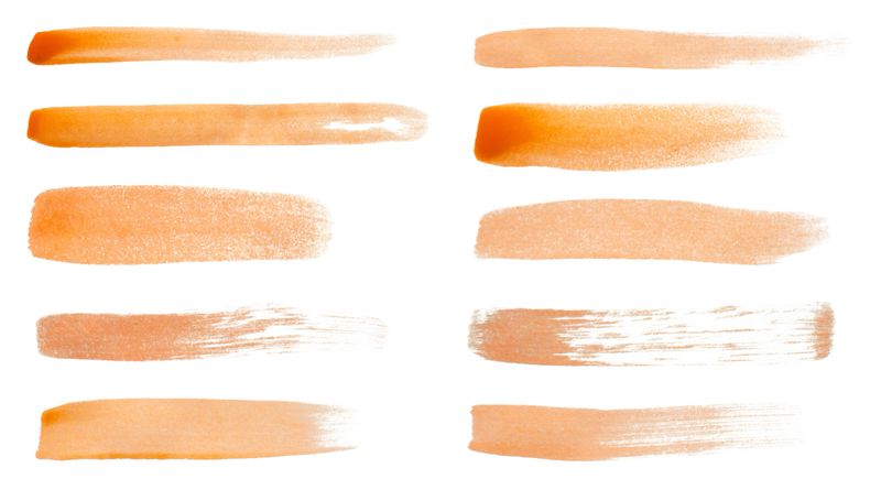 Orange brush stroke set isolated on white background