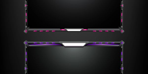 Two sleek, futuristic black frames with pink and purple LED accents on a dark background.