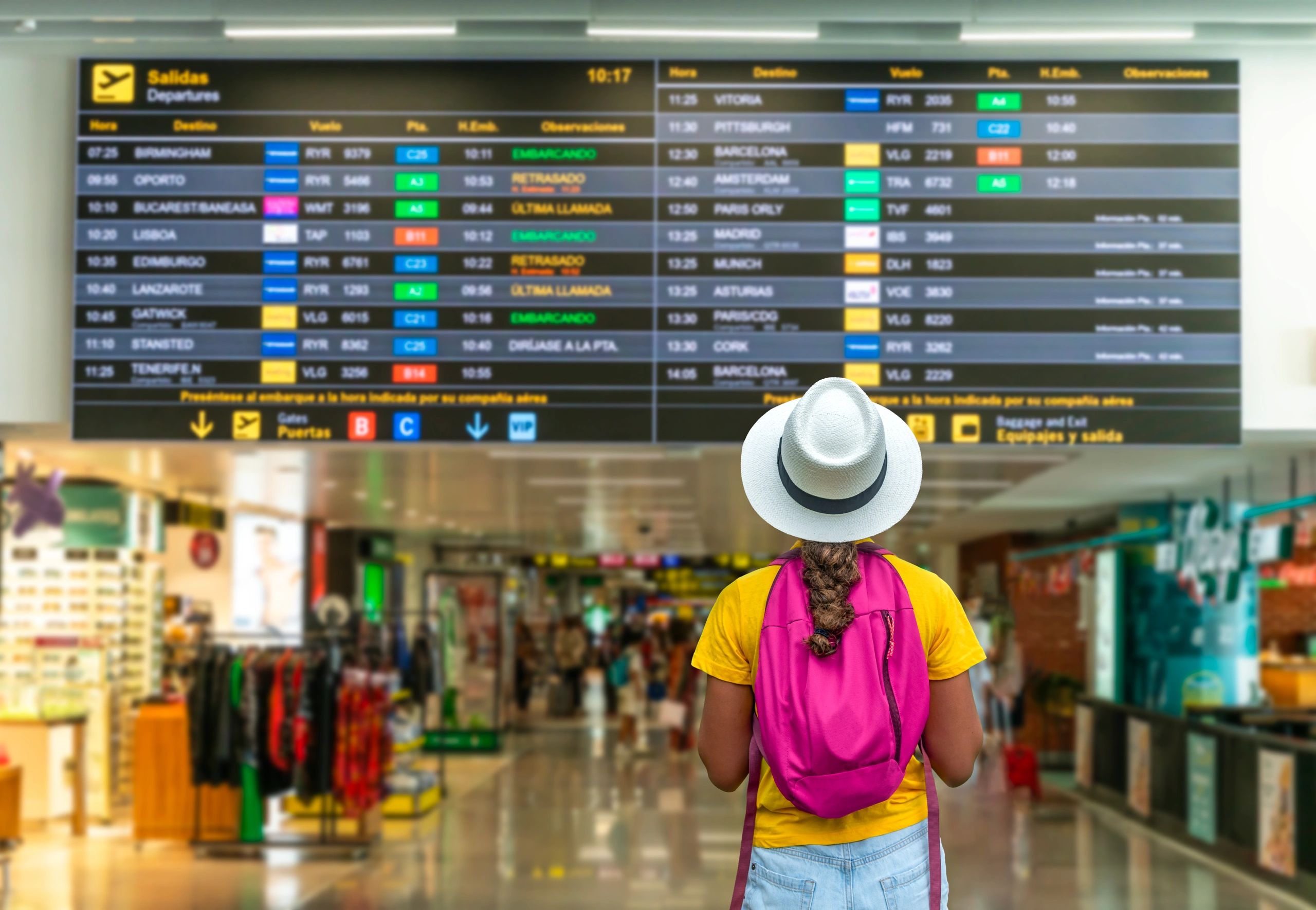 checking your flight at the airport