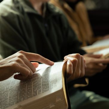 Community Bible study with diverse people