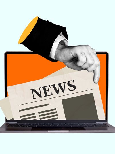 newspaper on a laptop screen