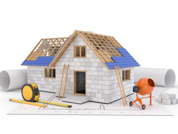 Traditional cut roof structure constructed as part of a building project.