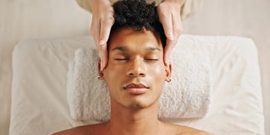 Client enjoying relaxing massage.