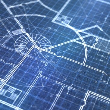 Architectural blueprint with detailed floor plans.