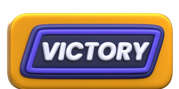 3D text button displaying the word 'VICTORY' in bold letters.