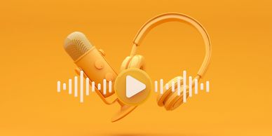 Headphones and microphone illustrating AI voice agents for inbound and outbound call automation